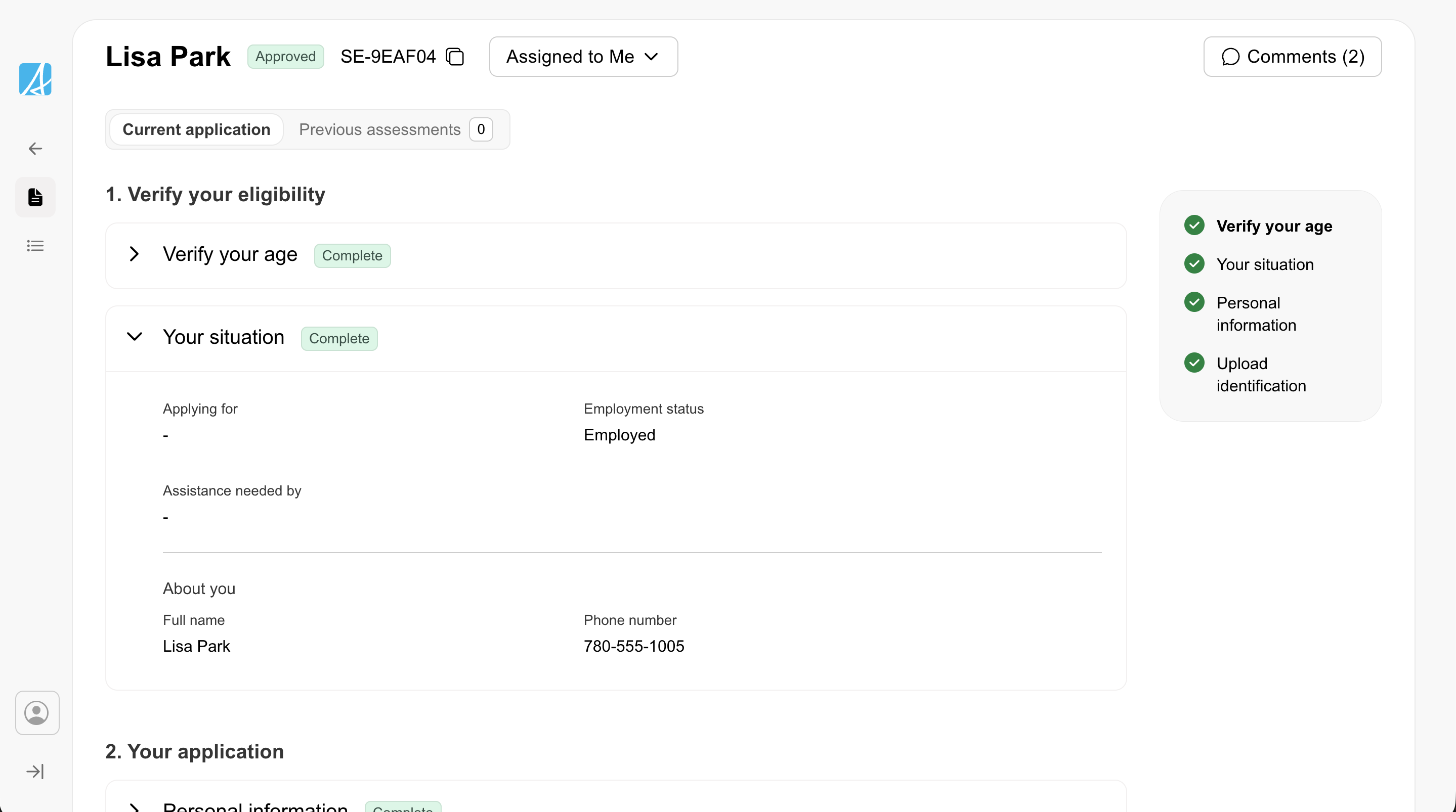 Workspace case detail